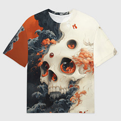 Мужская футболка оверсайз Череп с жемчужиной во лбу
