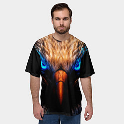 Футболка оверсайз мужская Орел с неоновыми глазами, цвет: 3D-принт — фото 2