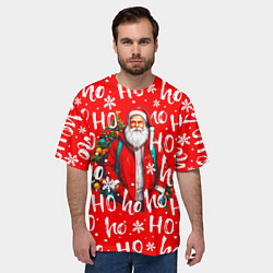Футболка оверсайз мужская Дед мороз хо хо, цвет: 3D-принт — фото 2