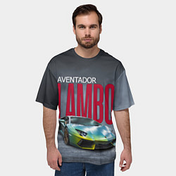 Футболка оверсайз мужская Итальянский суперкар Lambo Aventador, цвет: 3D-принт — фото 2