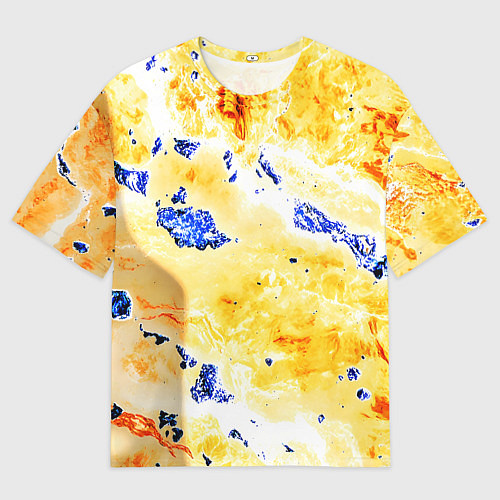 Мужская футболка оверсайз Сине-золотая абстракция / 3D-принт – фото 1