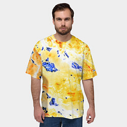 Футболка оверсайз мужская Сине-золотая абстракция, цвет: 3D-принт — фото 2