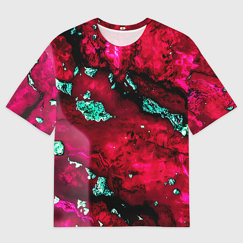 Мужская футболка оверсайз Абстракция красно-голубая / 3D-принт – фото 1