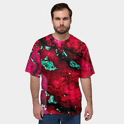 Футболка оверсайз мужская Абстракция красно-голубая, цвет: 3D-принт — фото 2