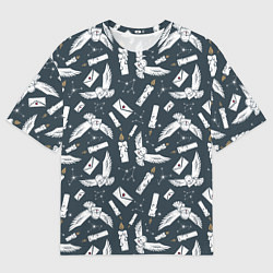 Футболка оверсайз мужская Гарри Поттер - паттерн c Буклей и письмом, цвет: 3D-принт