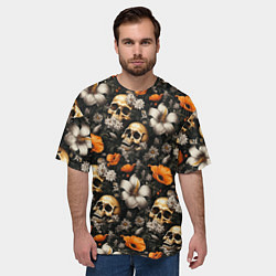 Футболка оверсайз мужская Маки и черепа, цвет: 3D-принт — фото 2