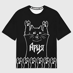 Мужская футболка оверсайз Ярия: кот рок