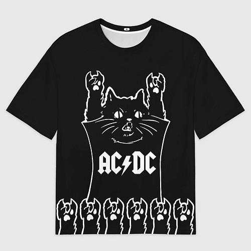 Мужская футболка оверсайз AC DC: cat rock / 3D-принт – фото 1