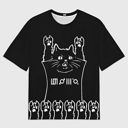 Мужская футболка оверсайз 30 Seconds to Mars - кот рок