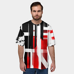 Футболка оверсайз мужская Чёрно-красные вертикальные и горизонтальные полосы, цвет: 3D-принт — фото 2