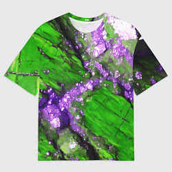 Футболка оверсайз мужская Фиолетовый минерал в зелёном камне, цвет: 3D-принт