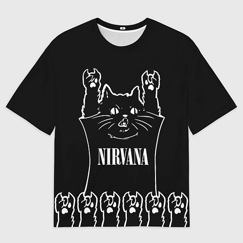 Мужская футболка оверсайз Nirvana: cat rock / 3D-принт – фото 1