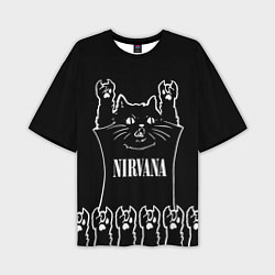 Футболка оверсайз мужская Nirvana: cat rock, цвет: 3D-принт