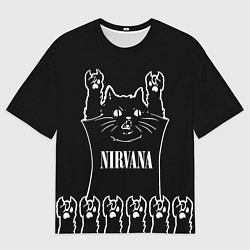 Футболка оверсайз мужская Nirvana: cat rock, цвет: 3D-принт