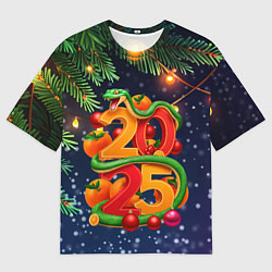 Футболка оверсайз мужская Змея и мандарины 2025, цвет: 3D-принт