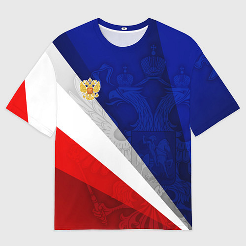 Мужская футболка оверсайз Герб России - триколор / 3D-принт – фото 1