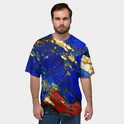 Футболка оверсайз мужская Золотой и красный минерал в синем камне, цвет: 3D-принт — фото 2
