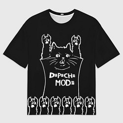 Мужская футболка оверсайз Depeche Mode: cat rock