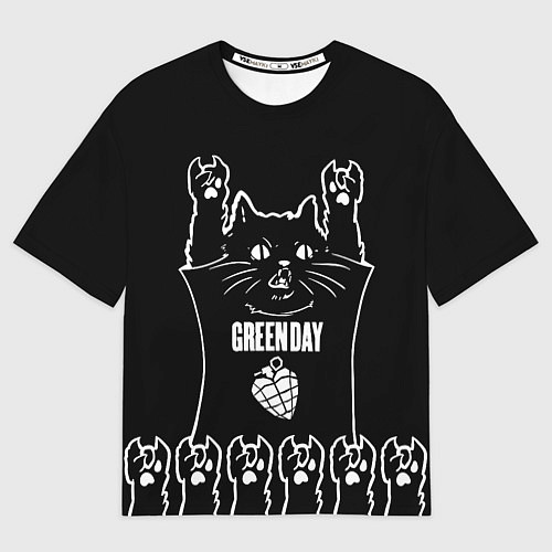 Мужская футболка оверсайз Green Day: cat rock / 3D-принт – фото 1