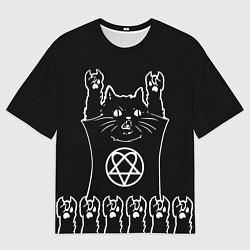 Мужская футболка оверсайз HIM: cat rock
