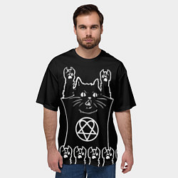 Футболка оверсайз мужская HIM: cat rock, цвет: 3D-принт — фото 2