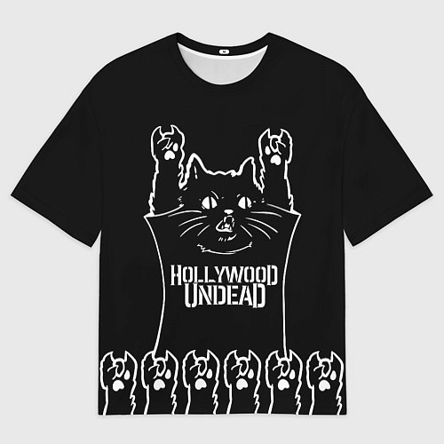 Мужская футболка оверсайз Hollywood Undead: cat rock / 3D-принт – фото 1