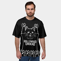Футболка оверсайз мужская Hollywood Undead: cat rock, цвет: 3D-принт — фото 2