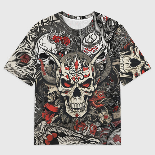 Мужская футболка оверсайз Череп в маске Хання / 3D-принт – фото 1