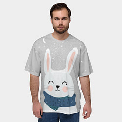 Футболка оверсайз мужская Милый снежный кролик, цвет: 3D-принт — фото 2