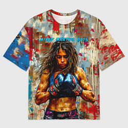 Футболка оверсайз мужская Девочка миксфайтер, цвет: 3D-принт