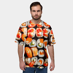 Футболка оверсайз мужская Большой сет роллов, цвет: 3D-принт — фото 2