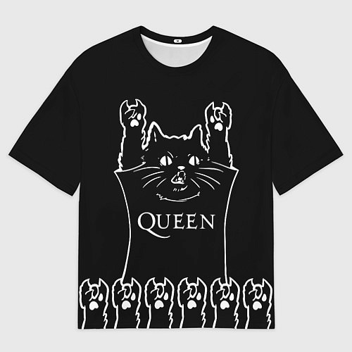 Мужская футболка оверсайз Queen: cat rock / 3D-принт – фото 1