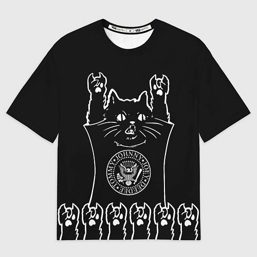 Мужская футболка оверсайз Ramones: cat rock / 3D-принт – фото 1