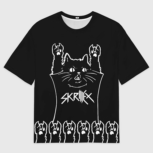 Мужская футболка оверсайз Skrillex: cat rock / 3D-принт – фото 1