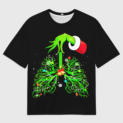 Мужская футболка оверсайз Гринч похищает сердца / 3D-принт – фото 1