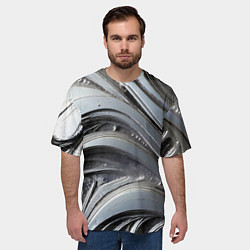 Футболка оверсайз мужская Полированный серебряный металл, цвет: 3D-принт — фото 2
