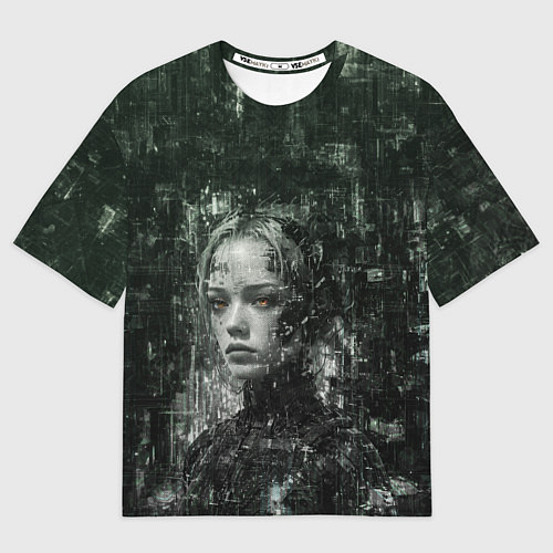 Мужская футболка оверсайз Андроид с кибернетическим паттерном / 3D-принт – фото 1