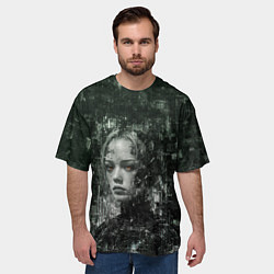 Футболка оверсайз мужская Андроид с кибернетическим паттерном, цвет: 3D-принт — фото 2