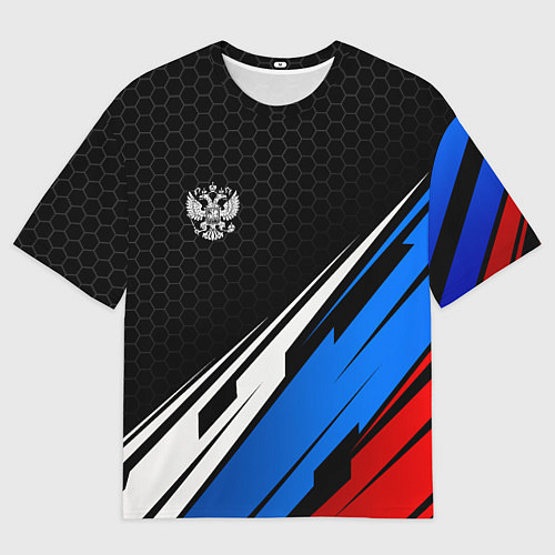 Мужская футболка оверсайз Герб России - спортивная абстракция / 3D-принт – фото 1