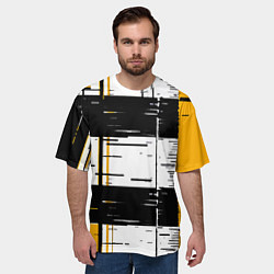 Футболка оверсайз мужская Жёлтые и чёрные полосы на белом фоне, цвет: 3D-принт — фото 2