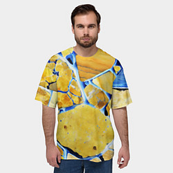 Футболка оверсайз мужская Жёлто-синяя абстракция, цвет: 3D-принт — фото 2