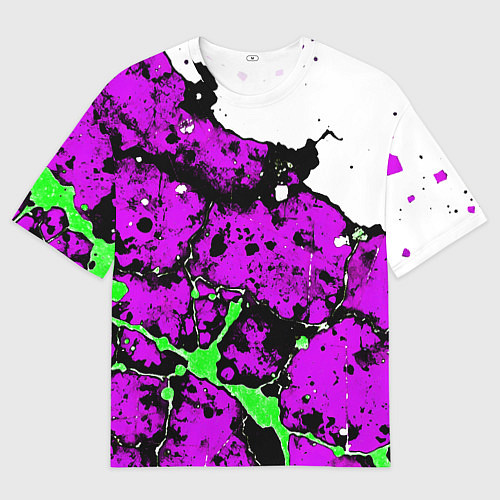 Мужская футболка оверсайз Зелёно-розовая абстракция на белом фоне / 3D-принт – фото 1