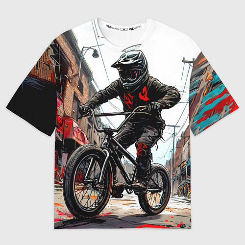 Мужская футболка оверсайз BMX трюки в городе / 3D-принт – фото 1