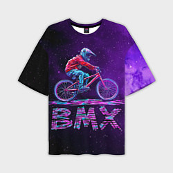 Мужская футболка оверсайз BMXер в космосе