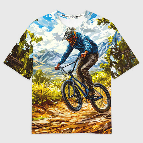 Мужская футболка оверсайз BMX в лесу / 3D-принт – фото 1
