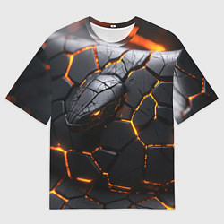 Футболка оверсайз мужская Металлическая неоновая змея, цвет: 3D-принт