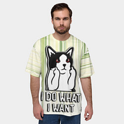 Футболка оверсайз мужская Кот - я делаю что хочу, цвет: 3D-принт — фото 2