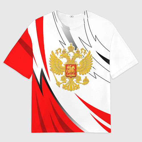 Мужская футболка оверсайз Российский красный - герб / 3D-принт – фото 1