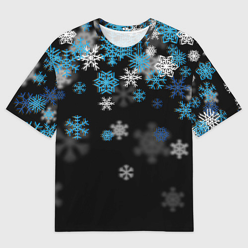 Мужская футболка оверсайз Снежинки объемные / 3D-принт – фото 1