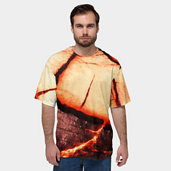Футболка оверсайз мужская Трещины на абстрактном красном фоне, цвет: 3D-принт — фото 2